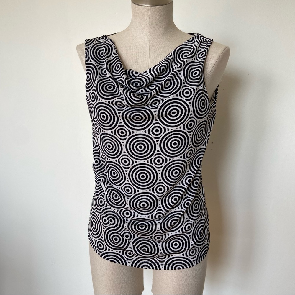 Sleeveless Cowl Neck Tank Top in Black and White